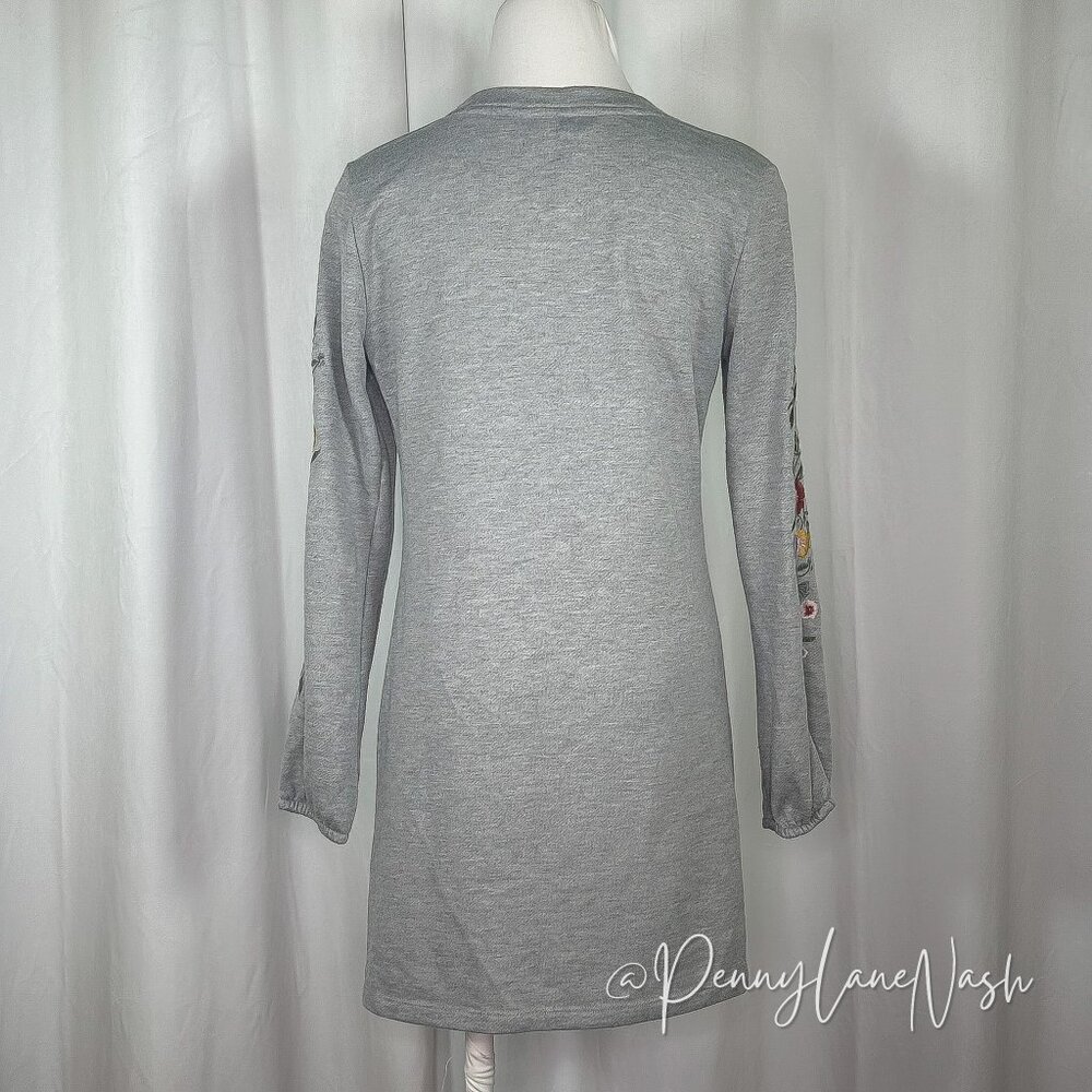 Ayla Embroidered Sleeve Terry Sweatshirt Dress Grey - Picture 6 of 8